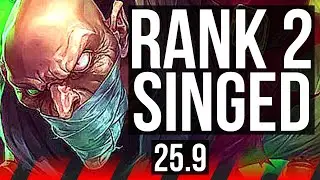 SINGED vs KAYLE (TOP) | Rank 2 Singed, 500+ games | BR Grandmaster | 25.9