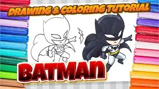 How to draw Cute Batman | Drawing + Coloring Tutorial for Beginners