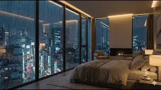 Luxury City Apartment Rain 🌧️ Sleep & Study Ambience with City Sounds 10 Hours