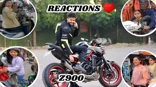 Z900 reaction || kawasaki z900 city reactions || Loud exhaust z900 scproject reactions 😍| #reaction 
