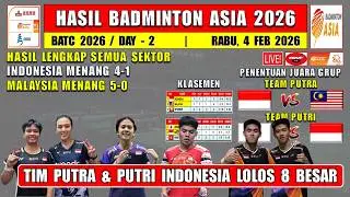 TIM PUTRA & PUTRI INDONESIA LOLOS 8 BESAR ~ Hasil Badminton Asia Team 2026 Hari Ini ~ Klasemen