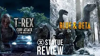 T-Rex Cliff Attack and Blue & Beta (Jurassic Park and Jurassic World) - STATUE REVIEW