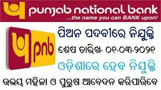 Peon Post Recruitment in Punjab National Bank || Odisha Job Alert