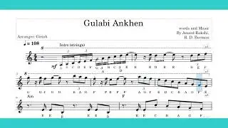 Gulabi aankhen /Piano Keyboard tutorial/lesson chords/piano instrumental/with intro notes/sheet