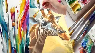 Creating with Canvas Animal Giraffe Drawing and Painting + Fascinating Essay  जिराफ़ पेंटिंग निबंध