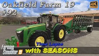 Sowing grass, fertilizing, weeds control & spreading digestate | Oakfield Farm #92 | FS19 TimeLapse