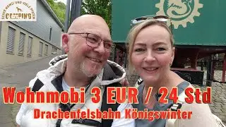 Wohnmobilparkplatz Königswinter 3Eur / 24 Std., Drachenfels und den Drachen doch wieder mitgenommen.