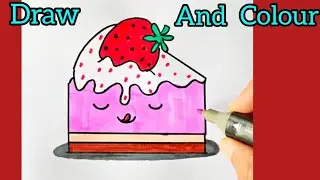 Cute Strawberry Cake Drawing 🍓🎂 | Easy Step-by-Step for Kids & Toddlers