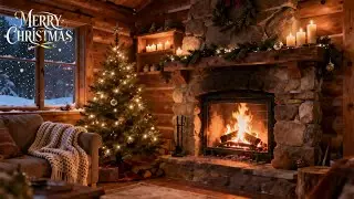 Peaceful Christmas Night 🎄 Fireplace Sounds & Instrumental Music