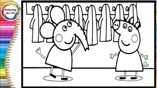 Peppa Pig in the Elephant Clothes Shop _ Learn to draw and color Peppa Pig page