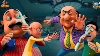 Patlu and Ghasikaram are threatening Motu because his car got stuck inside Dr Jhatkas lab by mistake