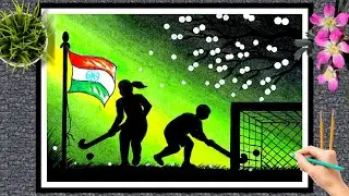 national sports day drawing/national sports day poster drawing/hocky sports drawing step by step