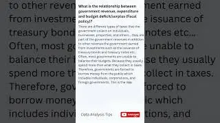 relationship between government revenue, expenditure and budget deficit/surplus