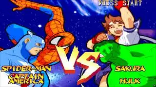 Spiderman & Captain America - Marvel Super Heroes vs Street Fighter Arcade mode