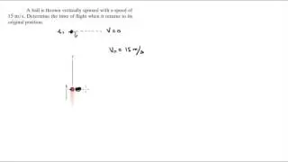 Determine the time of flight when it returns to its original position