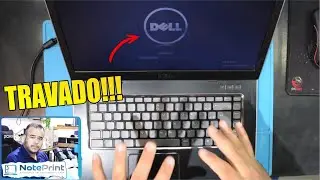 NOTEBOOK DELL TRAVADO NA TELA INICIAL DA LOGO