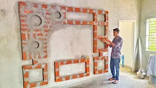 TV cupboard wall showcase design size 7.5/9.#house #work #wall #design #elevation