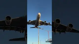 Qantas Airlines, A380 landing at LAX Int. Airport