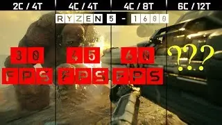 2 Cores VS 4 Cores VS 6 Cores | Ryzen 5 1600 PC Gaming Benchmark 1080p - Low