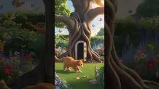 The Magic Door 🚪 Under the Tree#magic #door #cat #cute #music #dreamdoor #frontentrance #twodoor
