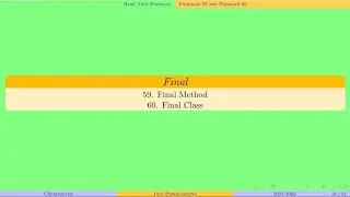 Final Method | Final Class | Java Programming | Program 59 and Program 60