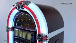 Ricatech RR792 5-colour LED Table-top Jukebox with CD player, AM-FM radio, USB & SD card, line in