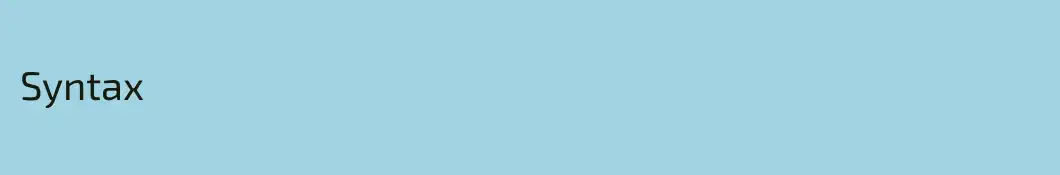 Syntax